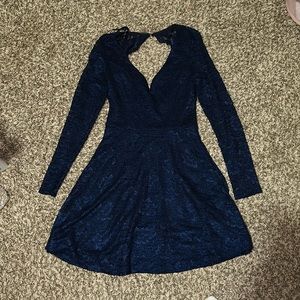 trixxi homecoming dress. navy blue with flower detailing